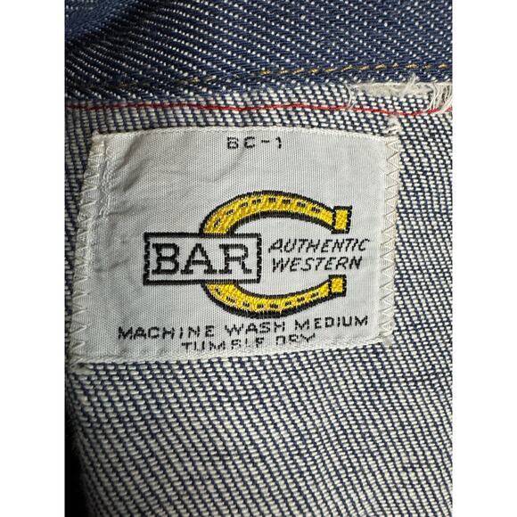Vintage Bar C authentic western denim shirt dagger collar eyelet trim size med - Picture 13 of 17